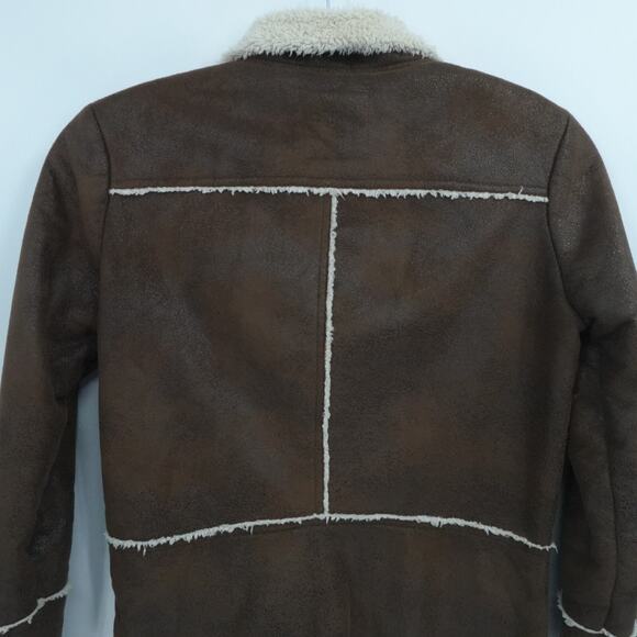 Prana Jacket Womens Small‎ Brown Faux Suede Sherpa Lined Esme Moto Boho Gorp - Picture 10 of 11